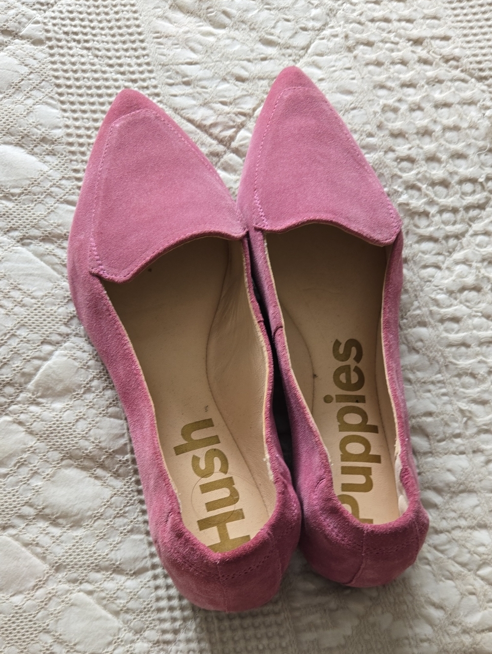 Hush Puppies Pink Suede Pointed-Toe Flats Normcore Preppy Feminine 8.5